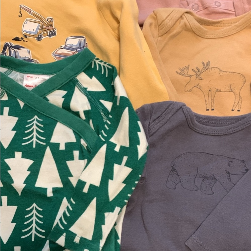 Bundle of 6 Boys bodysuits – size 6M - Hanna Andersson and little planet organic